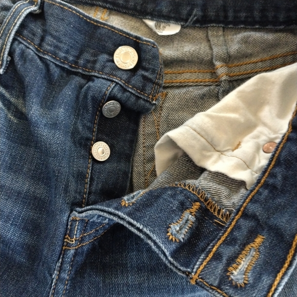 Levi's Blue 501 Straight Classic Denim Jeans - Picture 3 of 4